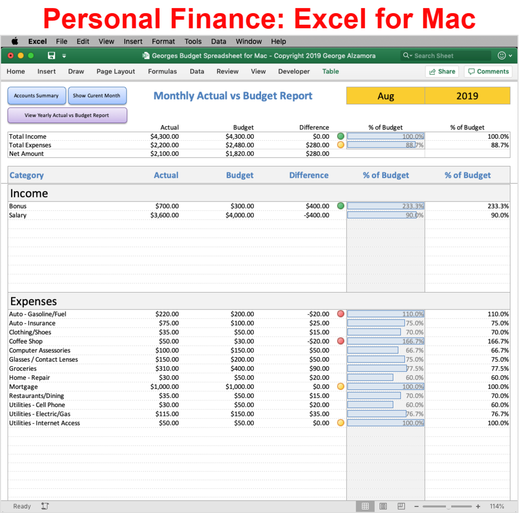 excel budget spreadsheet for mac